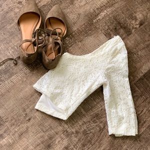 White lacy cropped top